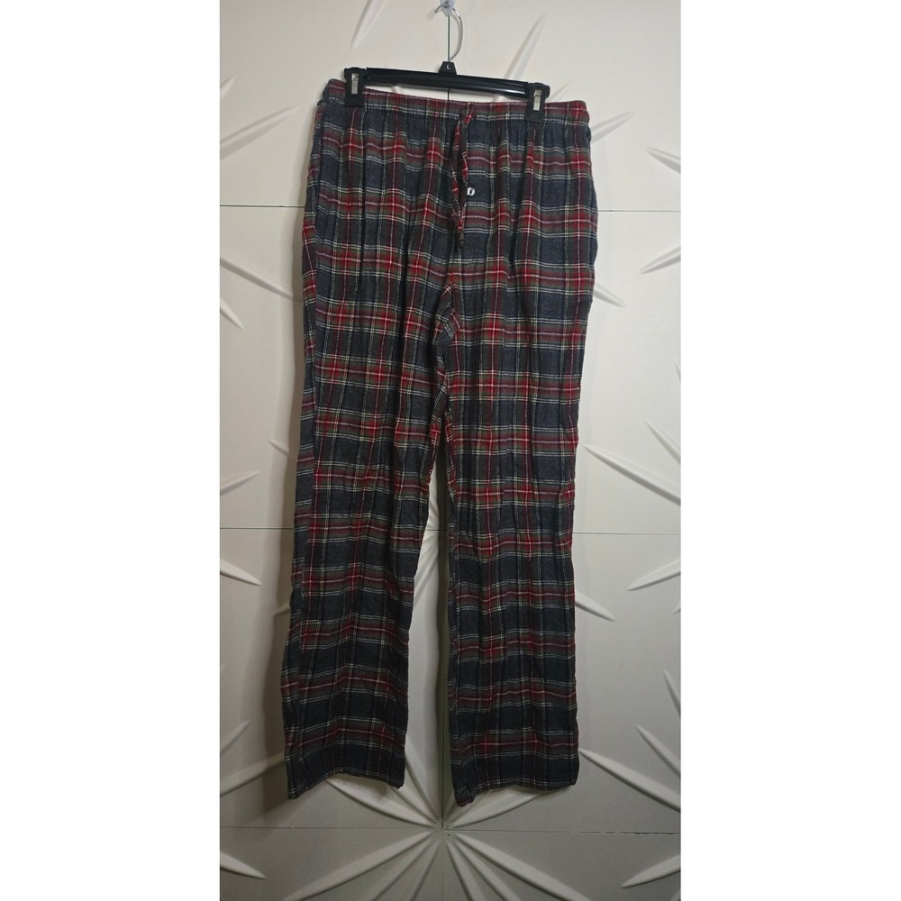 LL Bean Mens Scotch Plaid Flannel Pajama Set Red Navy Green Tartan M Regular - Picture 5 of 5